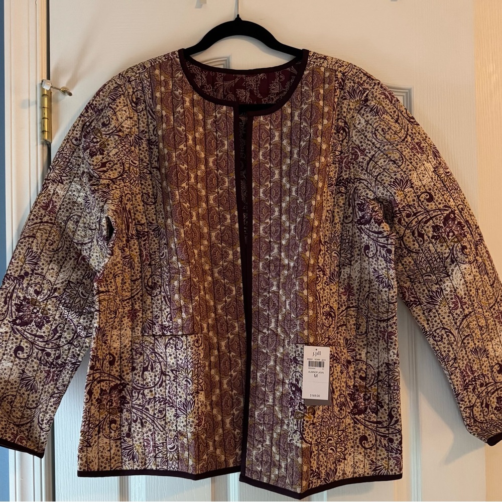J. Jill NWT Purple and Cream Patterned Blazer